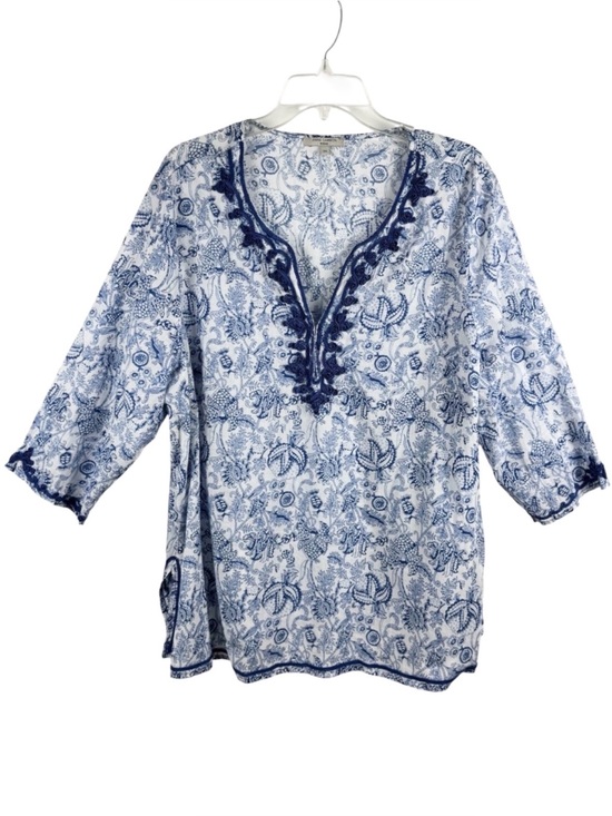 Anne Carson Tops - Anne Carson Blue Paisley Cotton Tunic size 2X